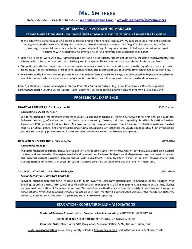 Sample resume: Accounting, High Experience, Chronological