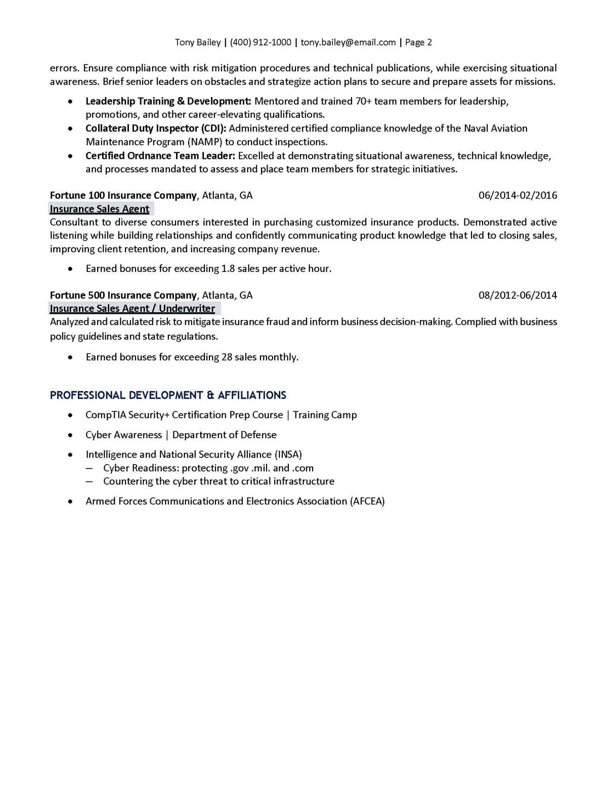 Sample resume: Information Technology, Mid Experience, Chronological