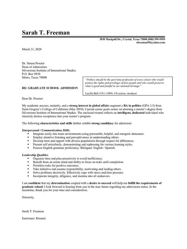 Sample cover letter: Government, Entry Level, Direct Mail