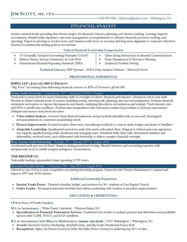 Sample resume: Accounting, Mid Experience, Chronological