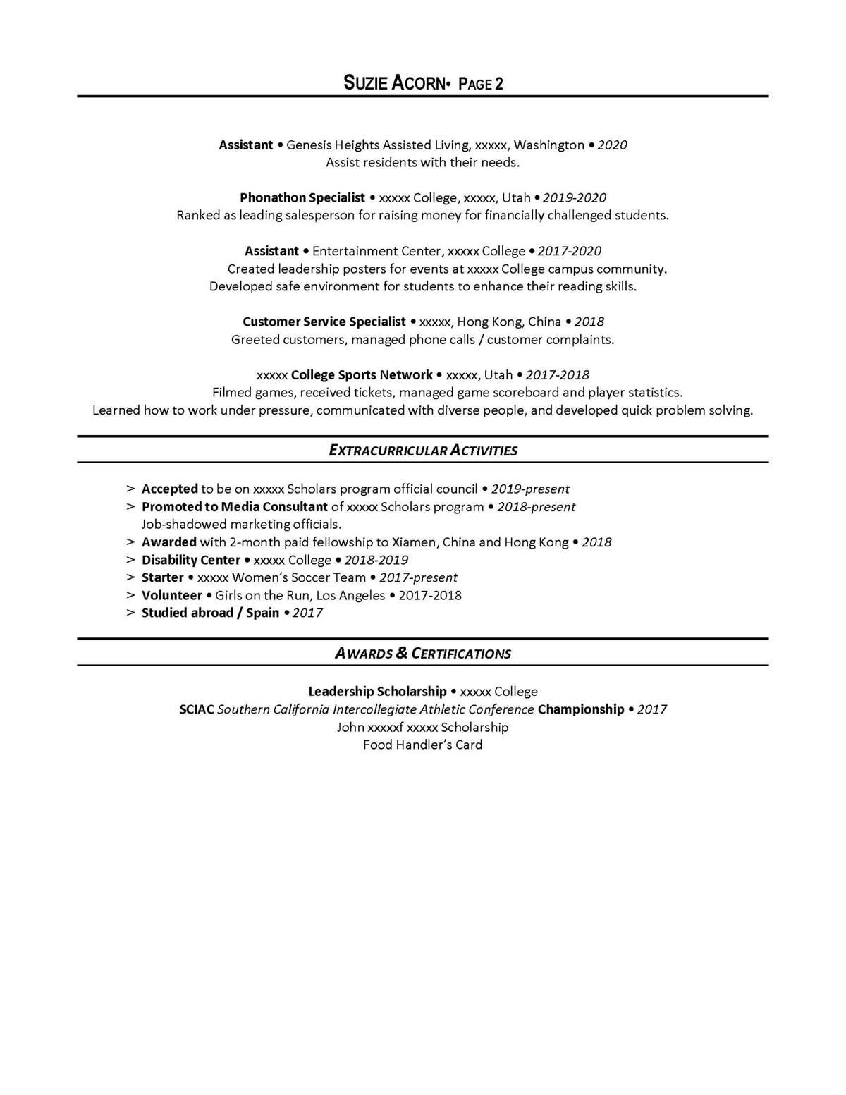 Sample resume: Sales, Entry Level, Functional