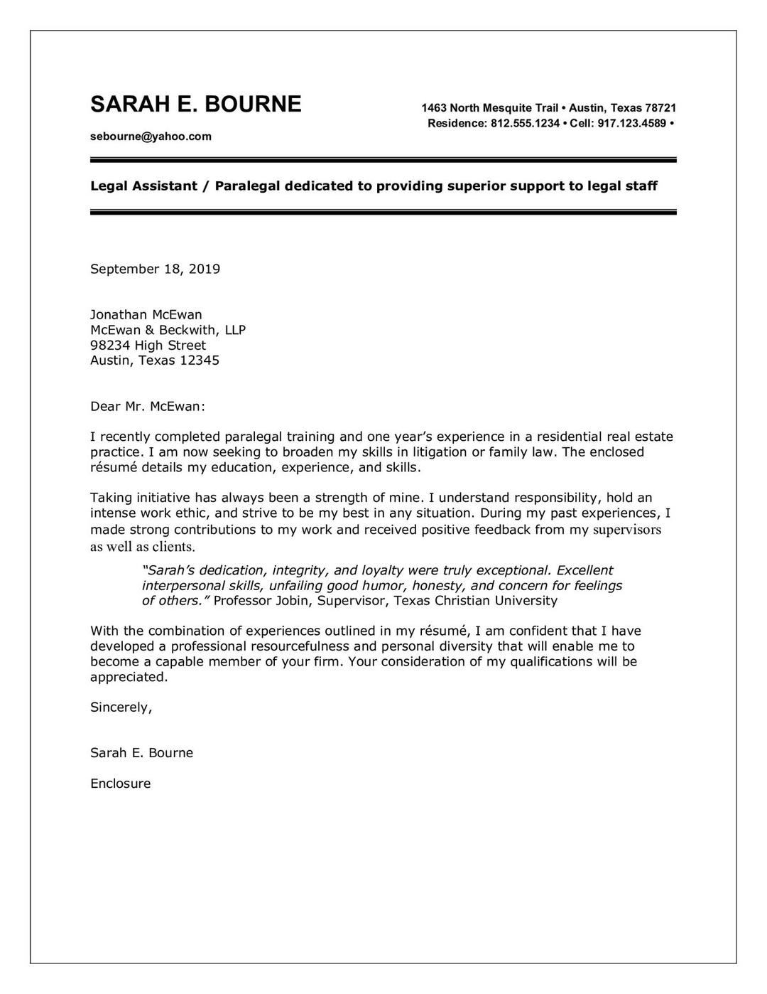 paralegal cover letter template